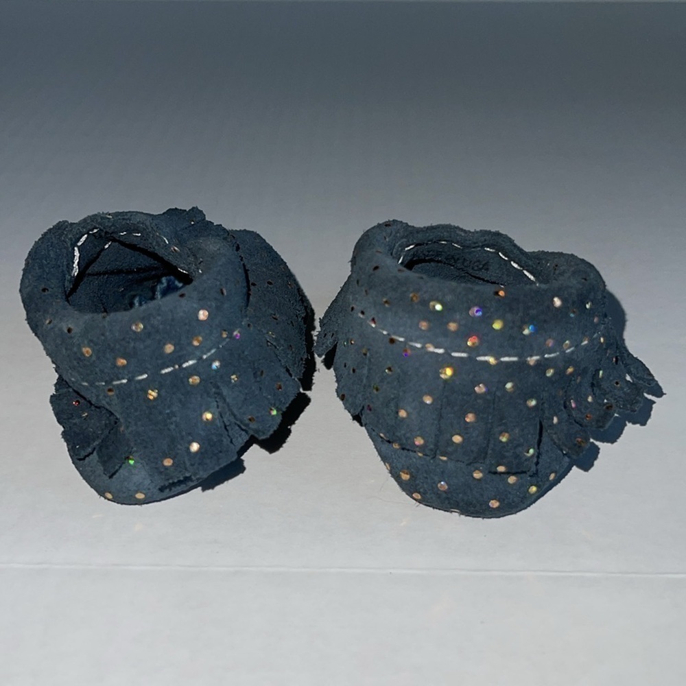 Freshly Picked Dark Blue With Holographic Dots Leather Moccasins - Picture 5 of 8